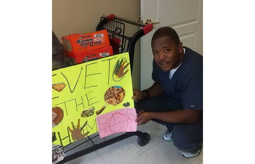 Doctor Murray volunteering at a food drive