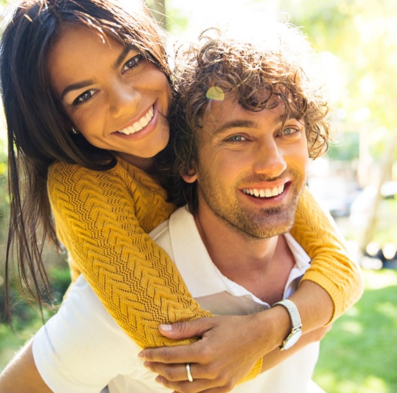 couple hugging and smiling