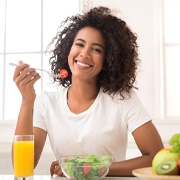 woman eating a salad