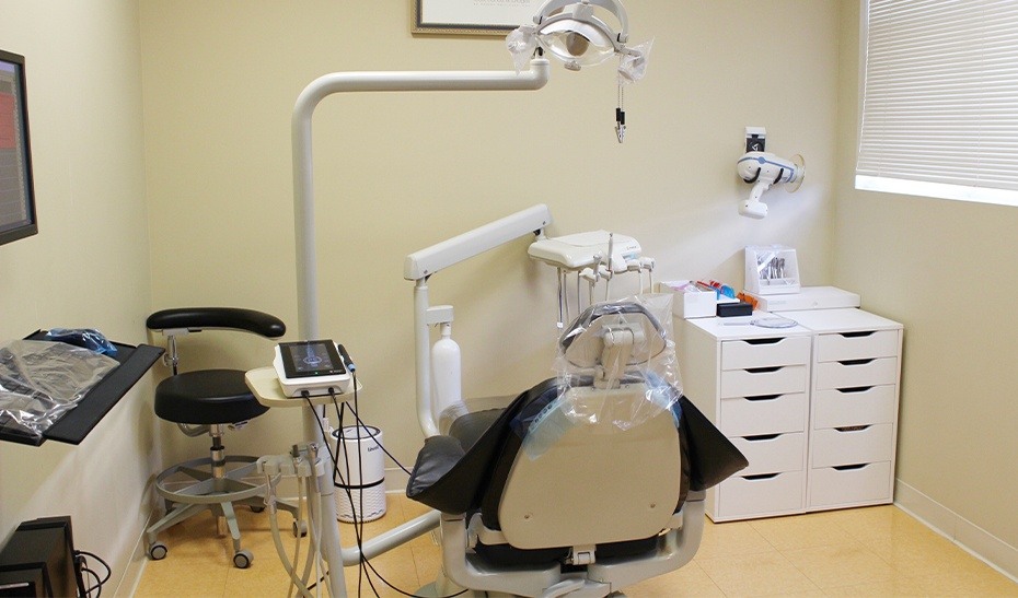 Back view of dental chair
