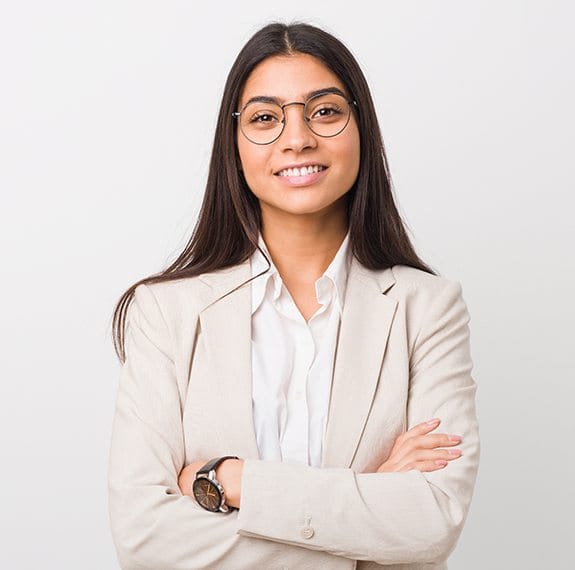 Smiling woman in glasses