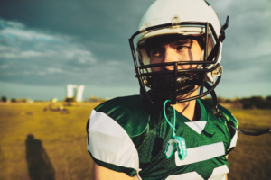 a closeup of a football player