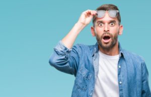 Man with surprised expression. 